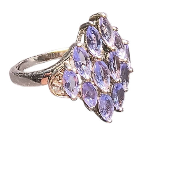 Stauer Sterling Silver Marquise Tanzanite Cluster Ring - Picture 3 of 11